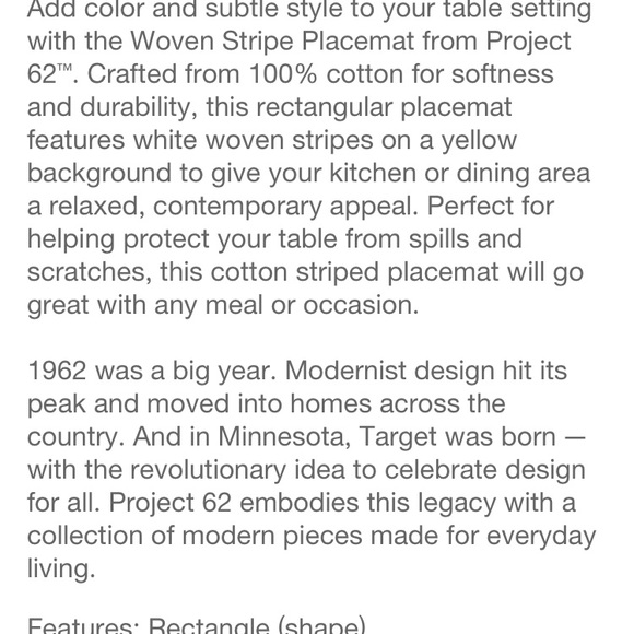 NWOT (4)Woven Stripe Placemats Yellow Project 62 - Picture 4 of 4